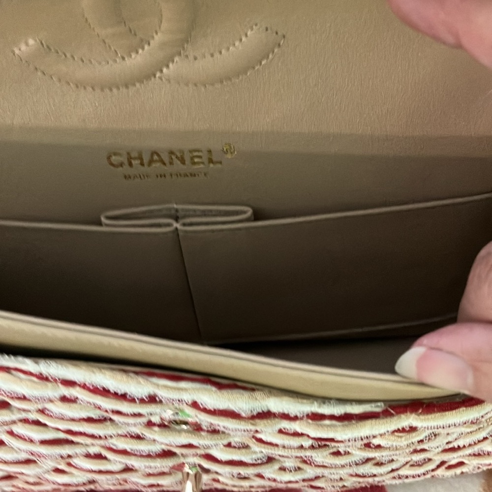 Chanel Classic Beige & red Striped Double Flap Bag 2014 - Picture 9 of 17